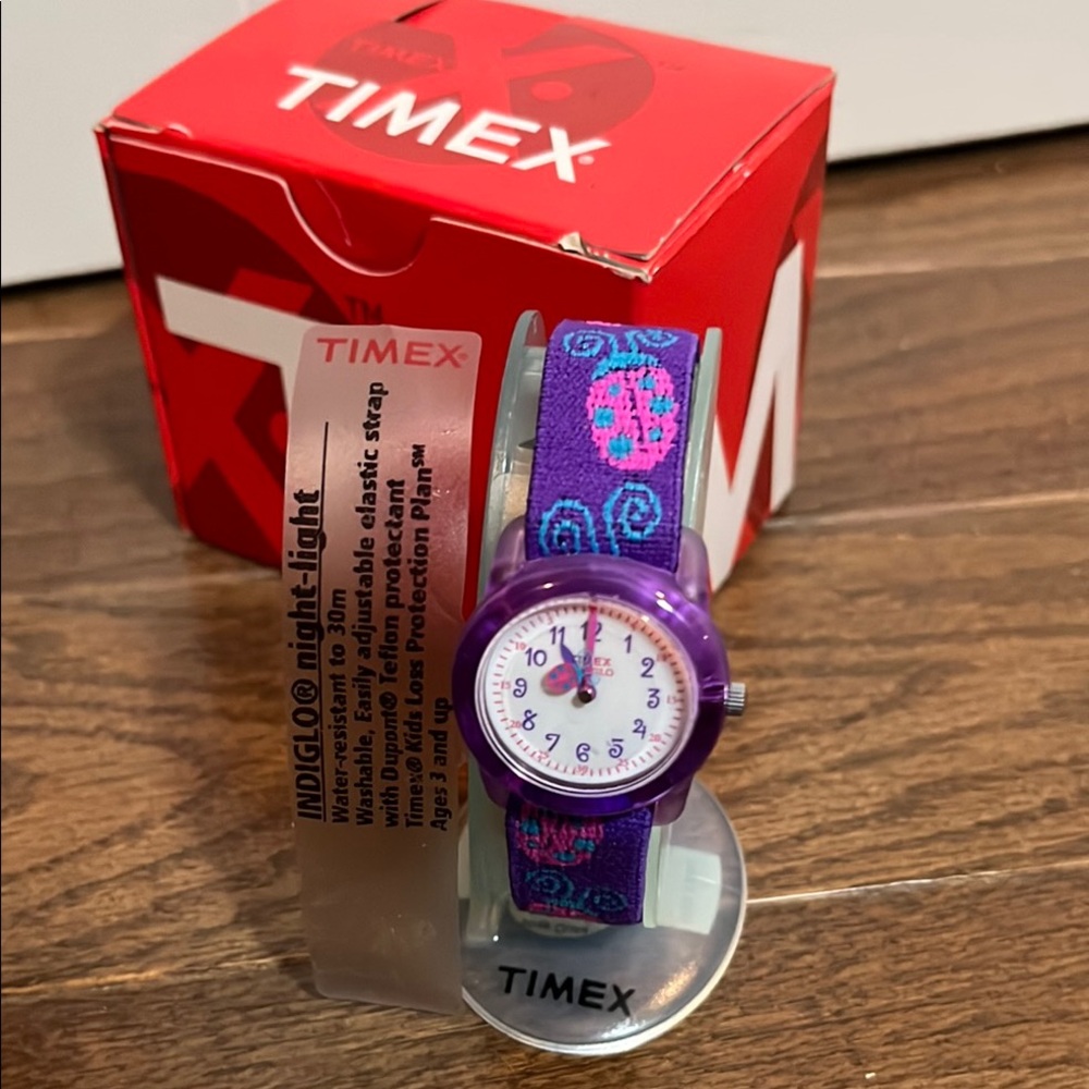 Timex Purple Kids Watch with Patterned ladybug Strap